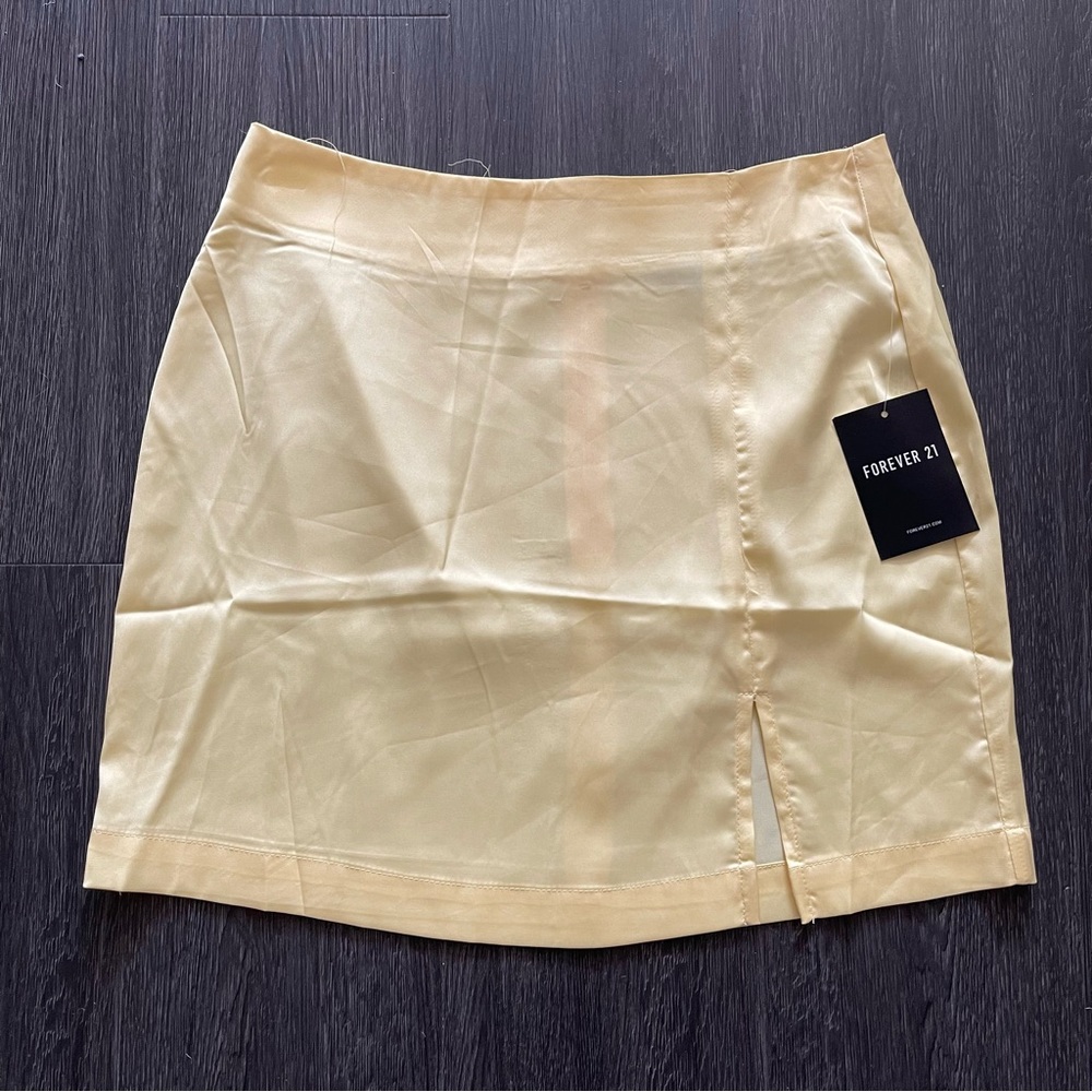 Forever 21 Yellow Satin Mini Skirt